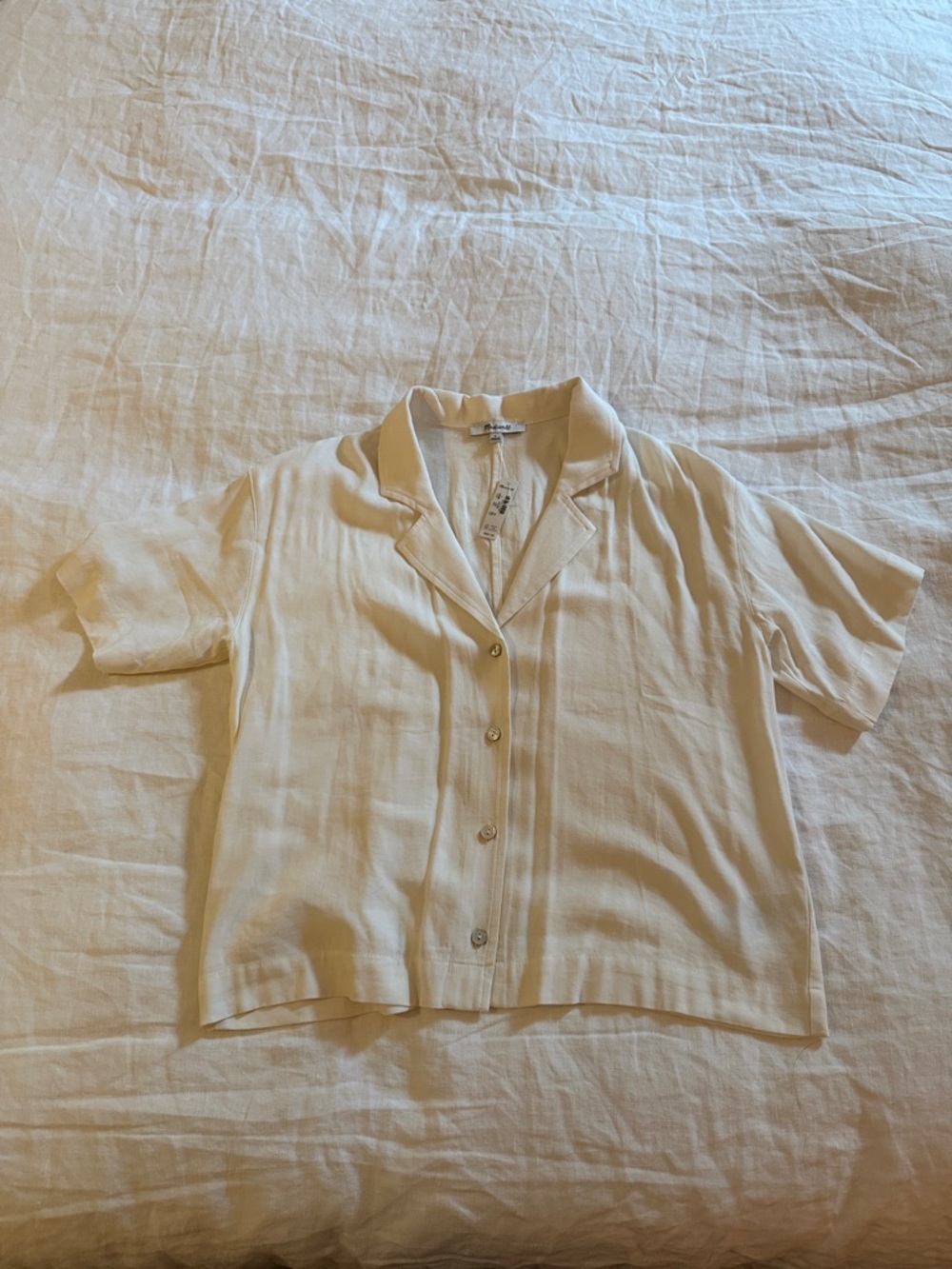 CLASSIC Madewell Cream Short-Sleeve Button-Front Shirt